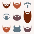 Beard set isolated on white background. Different silhouettes of beard. Vector illustration. Royalty Free Stock Photo